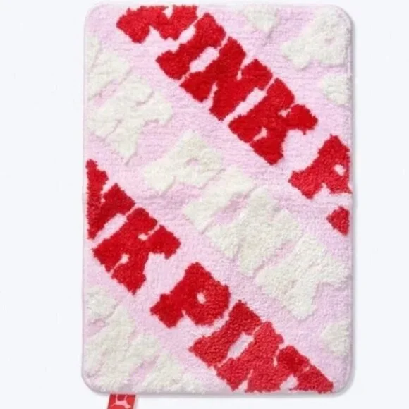 PINK VICTORIA'S SECRET LOGO BATH MAT STOCKING SET HOLIDAY CHRISTMAS